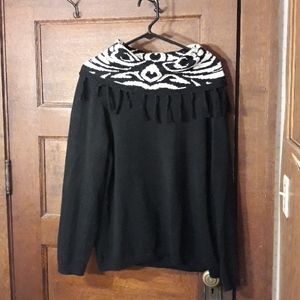 CJ Banks Black Sweater w/ Scarf Cowl neck Sz X